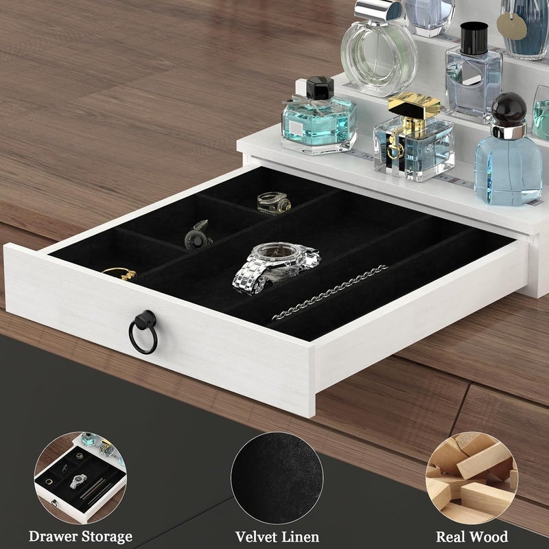 upcessory LED Lighted Cologne Organizer for Men, 4 Tier Wood Perfume Organizer with Velvet Lined Drawer, Multi Lighting Modes Perfume Display Holder with Remote Control, Cologne Shelf Stand, Nice Gift for Men - Image 4
